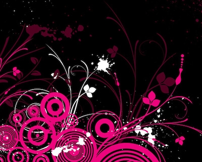 Black Pink Flowers and Circles