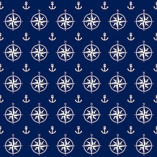 Nautical Compass and Anchors on Navy Blue