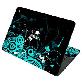 Asus Chromebook C300S BLACK AND BLUE BUTTERFLIES Laptop Skin