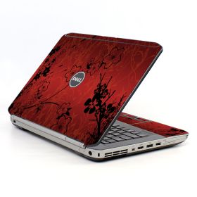 Retro Red Flowers Dell E5520 Laptop Skin