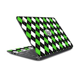 HP Chromebook 11 G3 GREEN BLACK ARGYLE Laptop Skin