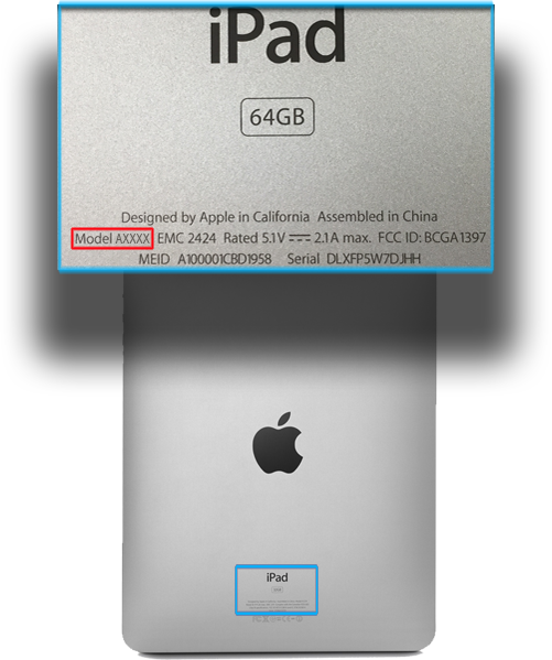 iPad Family/Model Number Location